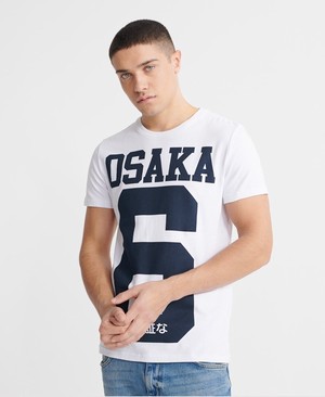 Superdry Osaka Férfi Pólók Fehér/Kék | QPBKU0134